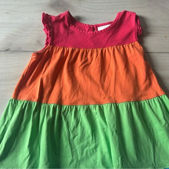 NWOT Hanna Andersson Rainbow Tiered Colorblock Cotton Dress - Picture 2 of 3